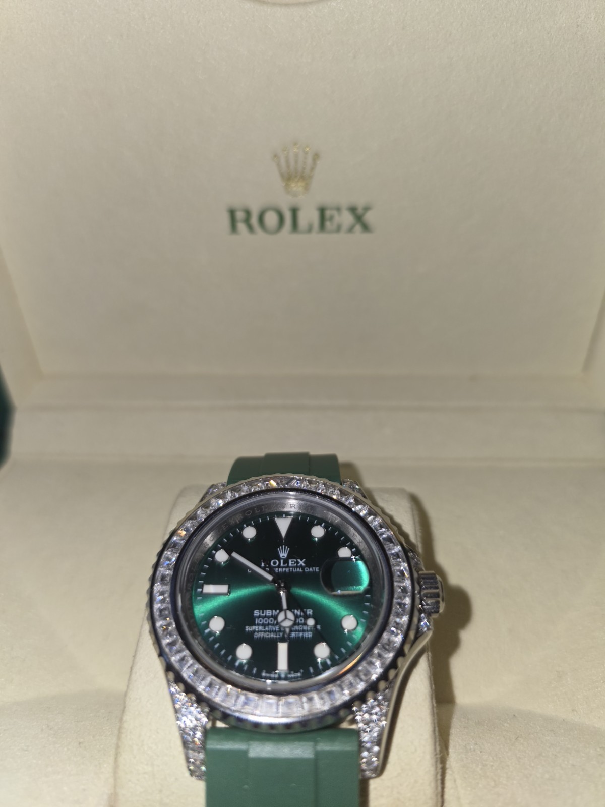 Rolex Submariner Diamond Bezel Green Rubber