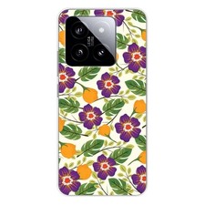 Custodia in silicone stampato compatibile con Xiaomi 14 fiori viola