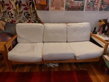 Ikea Lillberg Sofa 3 Seater Foldable Frame, 6 White Cushions And CoversIncluded