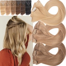 CLEARANCE Clip In Extensions 100 Real Remy Human Hair Full Head 8Pieces 18Clips