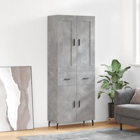 Highboard Betongrau Modernes Design 69,5X34X180 Cm Holzwerkstoff