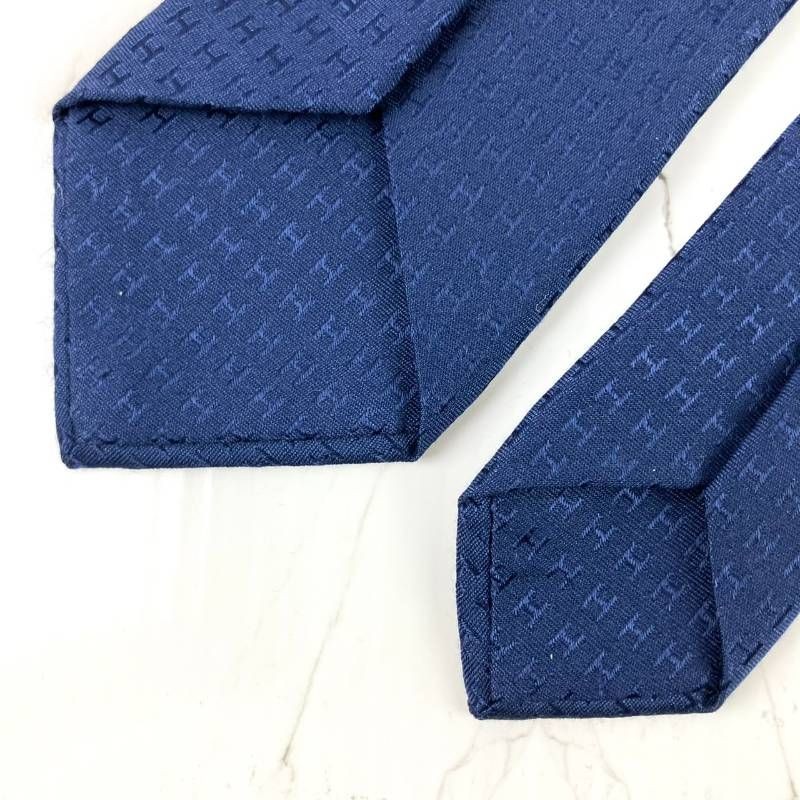 HERMES Tie  H Pattern H Weave Solid Plain Jacquar… - image 4