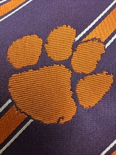 Clemson University Tiger Paw Men's Tie Purple Orange Eagles Wings Necktie