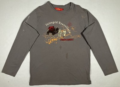 Vintage Shanghai Tang Shirt Mens Large Long Sleeve Silk Road Intrepid Travelers
