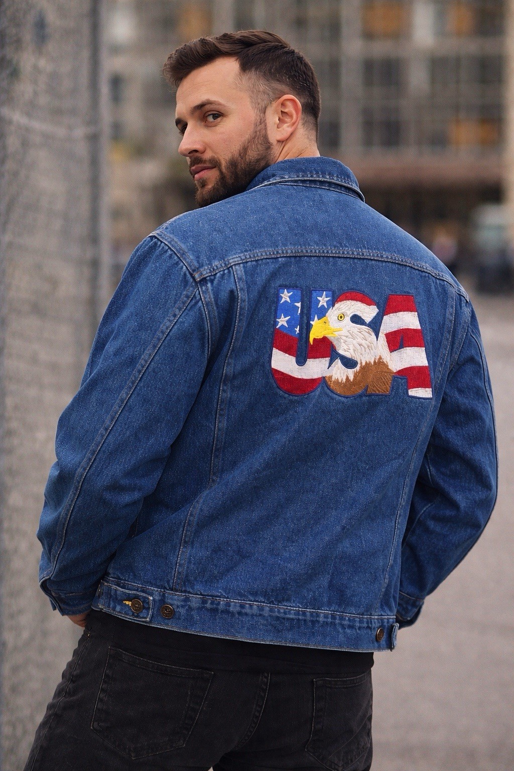 Chaqueta Denim Vintage USA Eagle XL | Jean Trucker Americana Bordado Patriótico