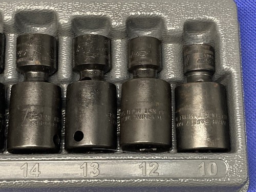 Snap-On 7pc 3/8" Drive Metric Flank Drive Shallow Impact Swivel Socket Set - Picture 5 of 7