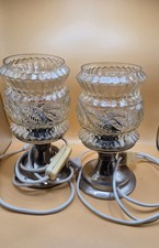 Nachttisch Lampe 2xPaar Vintage 70er, Mid-Century-Stil, Strukt.Kristalglasschirm