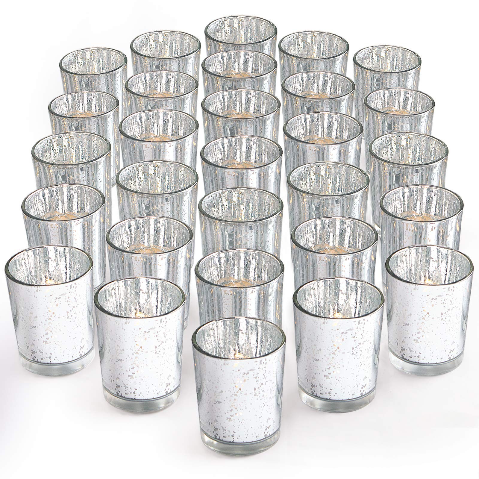 Silver Speckled Votive Candle Holders Set of 36 Bulk Wedding Home Decor