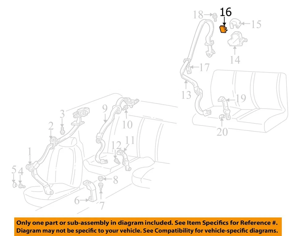 Chevrolet Pontiac Camaro Firebird 1997-2001 cubierta asiento R SHLDR CINTURÓN RE 10291382 Foto 2 de 3