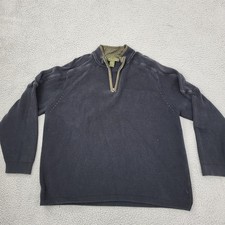 Orvis 1/4 Zip Sweater Mens XL Black Mock Neck Pullover