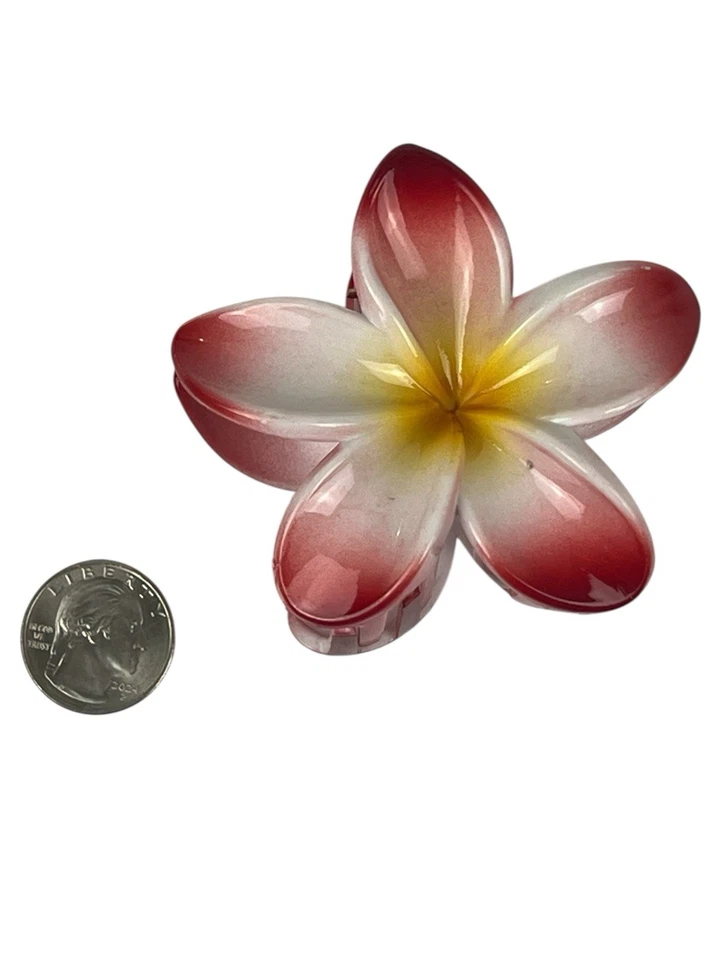 Accesorios para el cabello pinzas de garra para mujer grandes rojas forma de flor hawaiana Foto 3 de 4