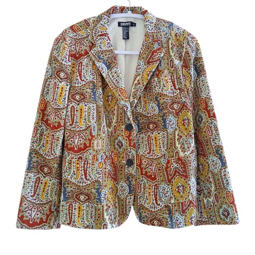 DKNY, DKNY Women's Paisley Corduroy Vintage Blazer