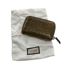 Gucci Leather Compact Zip Card Case Wallet Brown Croc New Retails: 1725