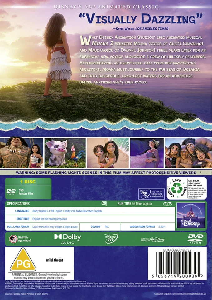 Disney's Moana 2 (DVD) Auli'I Cravalho Dwayne Johnson Hualalai Chung - image 3 of 3