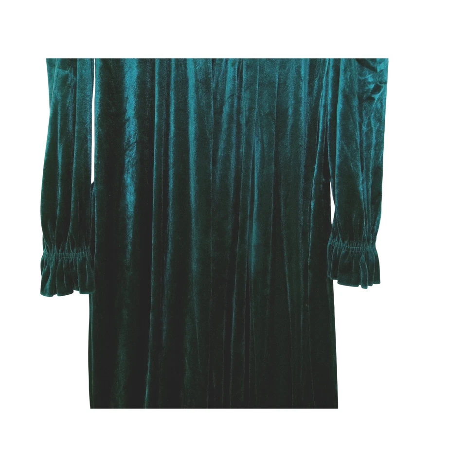 Vintage Gilligan O'Malley Green Velvet Ruffle Maxi Nightgown Dress Medium - Image 3 of 4
