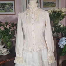 Preview of Innocent World Rose Cross Embroidery High Neck Blouse Lace Classic Lolita