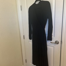 Uniqlo X Ines De La Fressange Paris Wrap Midi Dress Women Size Med Black Pockets