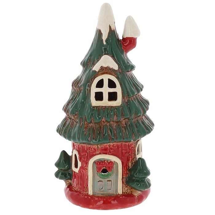 Village Pottery Tea Light Christmas Tree House, Xmas Displays, Gifts 350210