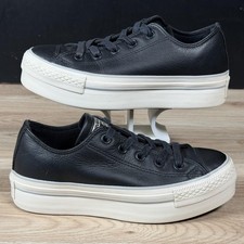 Converse Chuck Taylor Lift Shoes Womens Size 6 Black Leather Platform 559016C