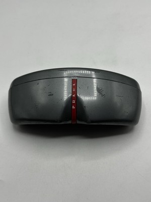 Authentic PRADA Sunglasses Hard Case Black Red Stripe Clamshell Eyeglass Case