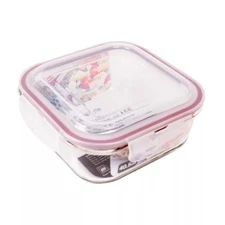 LEXIHOME LEXI HOME SQUARE CONTAINER RED LID OVEN-SAFE GLASS STORAGE 40.5 - CLEAR