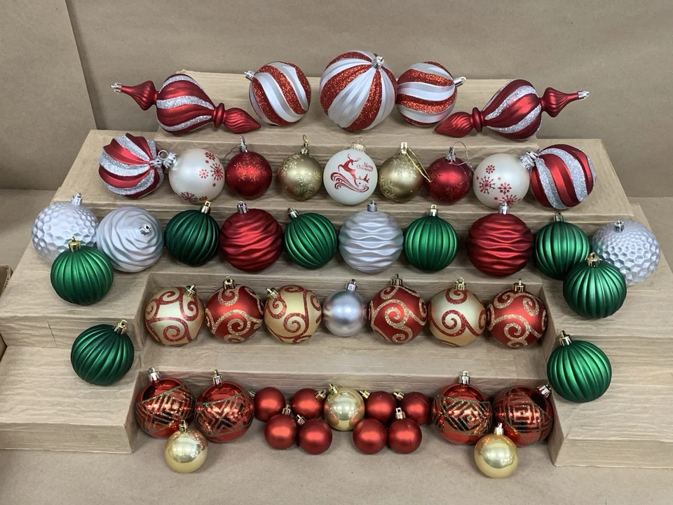 49 piezas Adornos de plástico para árboles de Navidad mate brillante bola tradicional Foto 2 de 4