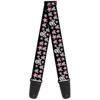 Guitar Strap - Skulls & Stars Black/White/Pink (Us Import) Acc Neu