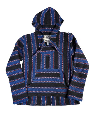 Original Senor Lopez Hoodie Blue Surfer Baja Drug Rug Size M Preshrunk Mexico
