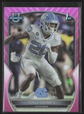 2022 Bowman University Chrome #75 Tony Grimes Pink Refractor North Carolina