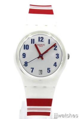 New Swiss Swatch Originals ROSALINIE White Silicone Date Watch 34mm GW407 $75