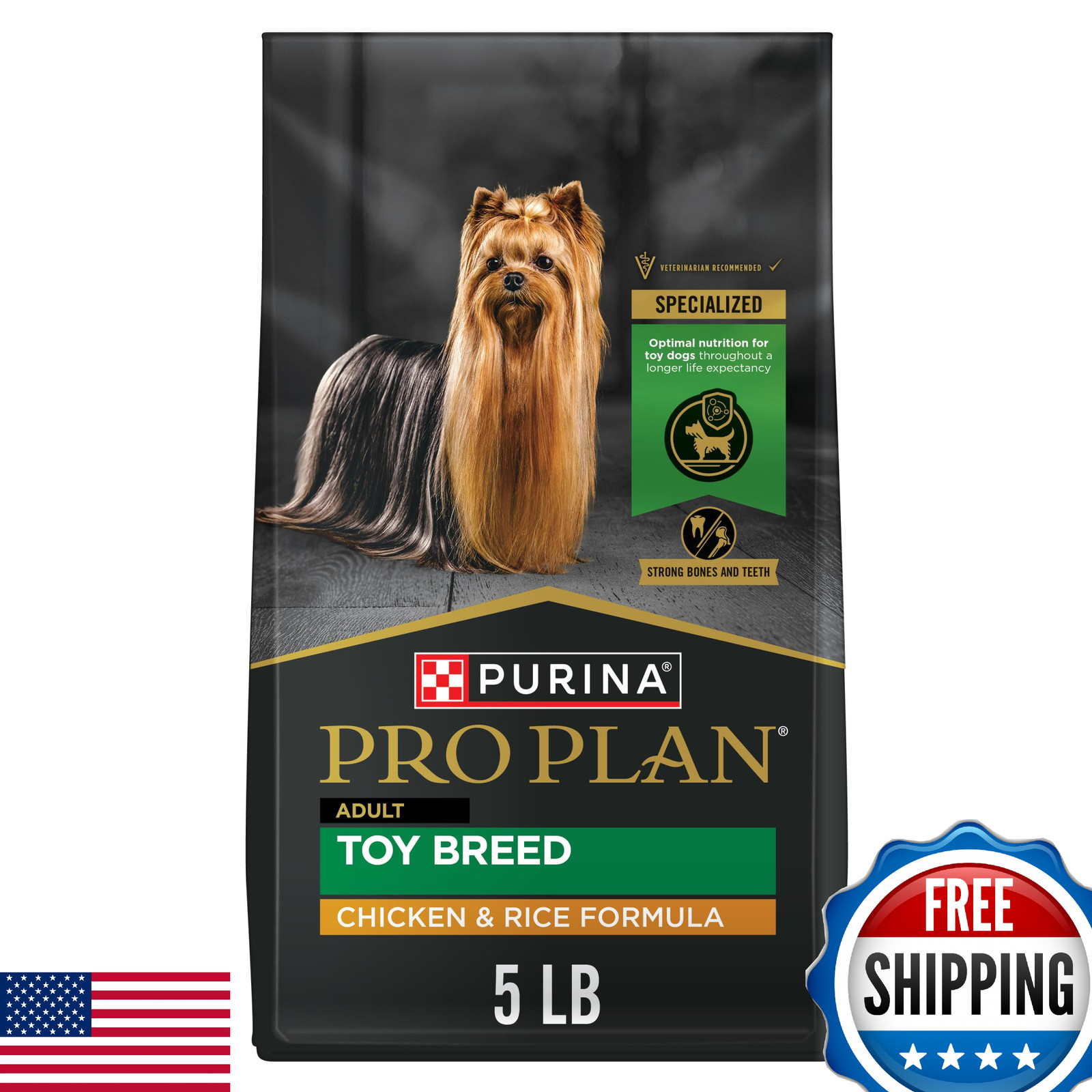 Purina Pro Plan Toy Breed Dog Food, Chicken & Rice, Live Probiotics, 5-lb Bag