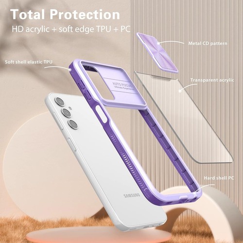 HD Transparent Case with Camera Privacy Cover for Samsung Galaxy A26 5G - P - Photo 2/8