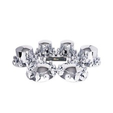 Kompletny chromowany zestaw osłon kół, pokrowce nakrętek uchwytu 33 mm do półciężarówek, 2 przednie...