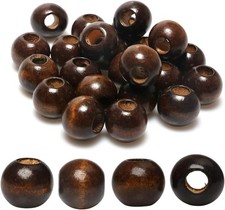 30 Pieces 25mm Wooden Beads for Craft, Brown Macrame Wood 25mm, Dark