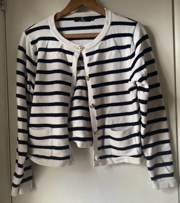 LILLUSORY Women's Crew Neck Gold Buttons Cardigan Sweaters Lady Jacket Sz S