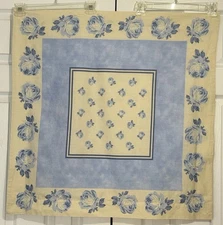 Yves Delorme France Euro Pillow Sham “Louise”Blue Floral Roses 100% Cotton 30”