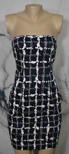 EXPRESS DESIGN STUDIO Black White Rough Check Strapless Dress 4 Lined Cotton Bl