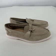 Loro Piana Summer Charms Walk Loafer Suede Beige Womens Size 43