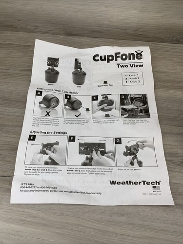 WeatherTech CupFone Universal Adjustable Cup Holder Car Mount for Cell Phones - Zdjęcie 7 z 7