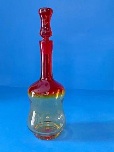 Vintage Blenko Art Glass Decanter – 13" Tall – Stoppered – Mid-Century Modern
