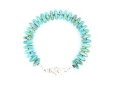 Large 10mm Kingman Turquoise Bracelet, Blue Green Rondelle Beaded Gemstone