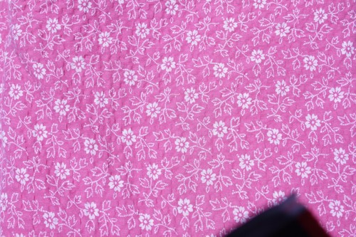 2 1/3 Yds Vintage Pink Floral Seer Sucker Fabric