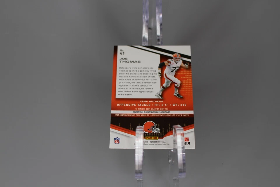 2019 Panini Playoff Base #41 Joe Thomas - Cleveland Browns - Image 2 of 2