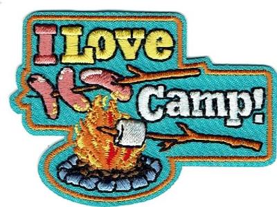 Girl Boy I LOVE CAMP Fire Fun Patches Crests Badges SCOUT GUIDE camper camping