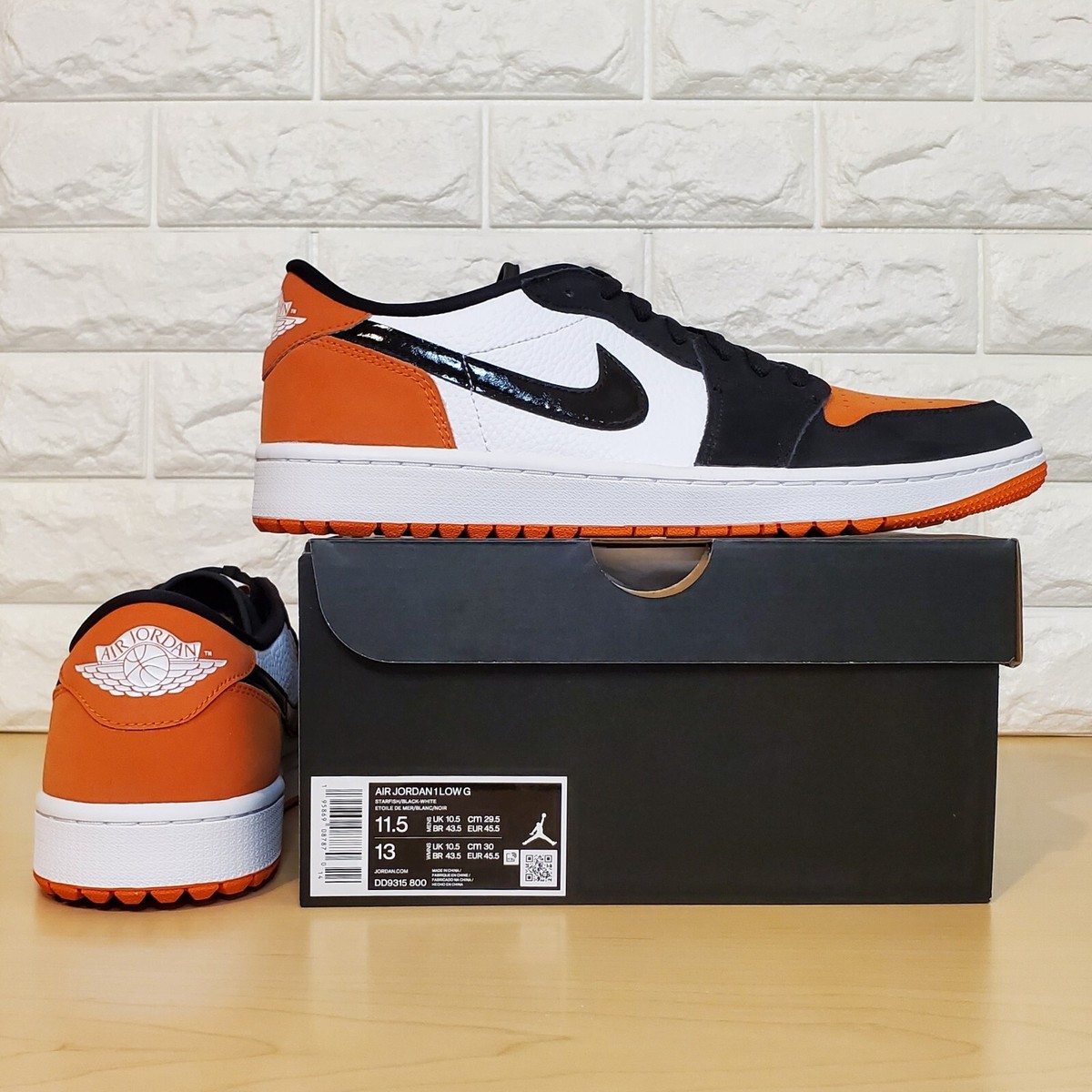Nike Air Jordan 1 Low Golf Mens Sz 11.5 Starfish Orange Black 