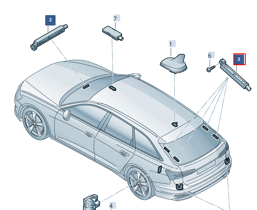NOUVEL AMPLIFICATEUR D'ANTENNE DE COFFRE SUPÉRIEUR DROIT AUDI A6 C8 4K9035225H