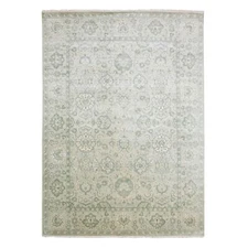8'6"x12' Oushak Design with Touches of Gold Pure Silk Hand Knotted Rug R75193