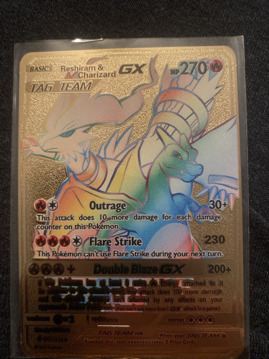 Reshiram & Charizard GX Rainbow HP270 TAG TEAM 217/214 | eBay