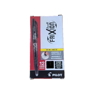 NEW Pilot 31550 0.7 mm 12 Pk. Fine FriXion Ball Erasable Stick Gel Pen BLK Ink