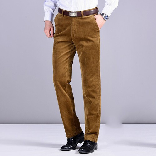 Para Hombre Pantalones Informales de Negocios Pantalones Largo Recto Pana  Loose Fit De Trabajo Nuevo | eBay